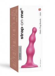 Розовая насадка Strap-On-Me Dildo Plug Beads size S - Strap-on-me - купить с доставкой в Комсомольске-на-Амуре