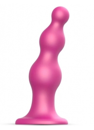 Розовая насадка Strap-On-Me Dildo Plug Beads size S - Strap-on-me - купить с доставкой в Комсомольске-на-Амуре