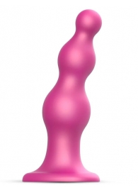 Розовая насадка Strap-On-Me Dildo Plug Beads size L - Strap-on-me - купить с доставкой в Комсомольске-на-Амуре