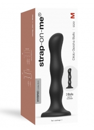 Черная насадка Strap-On-Me Dildo Geisha Balls size M - Strap-on-me - купить с доставкой в Комсомольске-на-Амуре