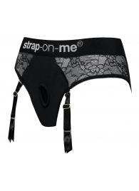 Черные трусики для насадок Diva Lingerie Harness - size M - Strap-on-me - купить с доставкой в Комсомольске-на-Амуре