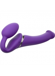 Фиолетовый безремневой вибрострапон Vibrating Bendable Strap-On - size L - Strap-on-me - купить с доставкой в Комсомольске-на-Амуре