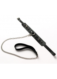 Черный ошейник с шипами и поводком - Crazy Handmade - купить с доставкой в Комсомольске-на-Амуре