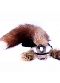 Игровой комплект: серебристая анальная пробка с пушистым хвостом и ободок-ушки - Crazy Handmade - купить с доставкой в Комсомольске-на-Амуре