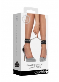 Черные поножи Diamond Studded Ankle Cuffs - Shots Media BV - купить с доставкой в Комсомольске-на-Амуре