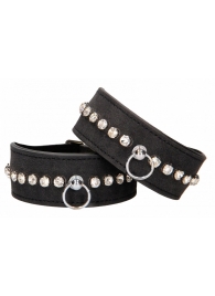 Черные поножи Diamond Studded Ankle Cuffs - Shots Media BV - купить с доставкой в Комсомольске-на-Амуре