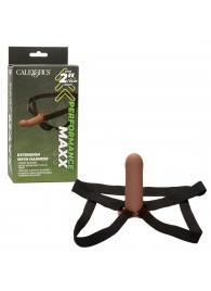 Коричневый фаллопротез из силикона Extension with Harness - 15,75 см. - California Exotic Novelties - купить с доставкой в Комсомольске-на-Амуре