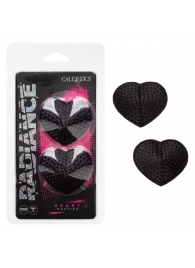 Черные пэстисы в форме сердечек Heart Pasties - California Exotic Novelties - купить с доставкой в Комсомольске-на-Амуре