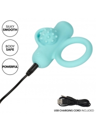 Аквамариновое эрекционное виброкольцо Silicone Rechargeable Nubby Lover’s Delight - California Exotic Novelties - в Комсомольске-на-Амуре купить с доставкой