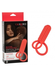 Красное эрекционное кольцо Silicone Rechargeable Vertical Dual Enhancer - California Exotic Novelties - в Комсомольске-на-Амуре купить с доставкой