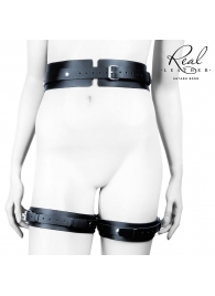 Черный кожаный пояс с гартерами - S-M - Notabu - купить с доставкой в Комсомольске-на-Амуре