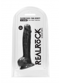 Черный фаллоимитатор Realistic Cock With Scrotum - 22,8 см. - Shots Media BV