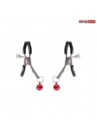 Серебристые зажимы на соски с шариками - Notabu - купить с доставкой в Комсомольске-на-Амуре