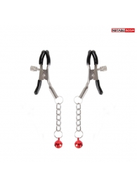 Серебристые зажимы на соски с шариками на цепочках - Notabu - купить с доставкой в Комсомольске-на-Амуре