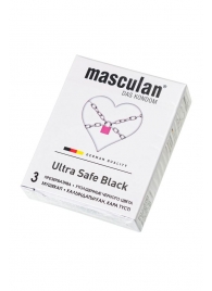 Ультрапрочные презервативы Masculan Ultra Safe Black - 3 шт. - Masculan - купить с доставкой в Комсомольске-на-Амуре