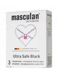 Ультрапрочные презервативы Masculan Ultra Safe Black - 3 шт. - Masculan - купить с доставкой в Комсомольске-на-Амуре