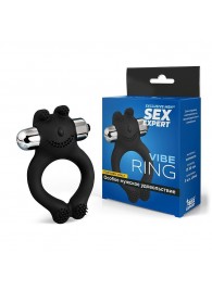 Черное силиконовое эрекционное виброкольцо Sex Expert - Sex Expert - в Комсомольске-на-Амуре купить с доставкой