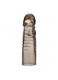 Дымчатая насадка-удлинитель Ribbed Realistic Penis Enhancing Sleeve Extension - 15,2 см. - BlueLine - в Комсомольске-на-Амуре купить с доставкой