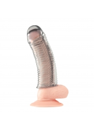 Текстурированная насадка на пенис Clear Textured Penis Enhancing Sleeve Extension - 16,5 см. - BlueLine - в Комсомольске-на-Амуре купить с доставкой