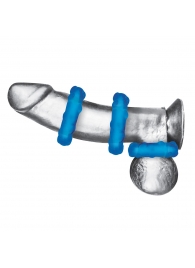 Комплект из трех голубых эрекционных колец 3-Pack Ribbed Rider Cock Ring Set - BlueLine - в Комсомольске-на-Амуре купить с доставкой