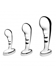 Набор из 3 стальных стимуляторов простаты Stainless Steel P-spot Training Set - b-Vibe - в Комсомольске-на-Амуре купить с доставкой