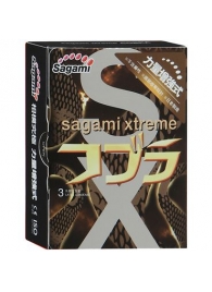 Суженные к основанию презервативы Sagami Xtreme COBRA - 3 шт. - Sagami - купить с доставкой в Комсомольске-на-Амуре