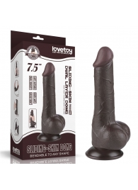 Коричневый фаллоимитатор 7.5 Sliding Skin Dual Layer Dong на присоске - 19,5 см. - Lovetoy