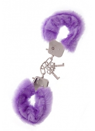 Фиолетовые меховые наручники METAL HANDCUFF WITH PLUSH LAVENDER - Dream Toys - купить с доставкой в Комсомольске-на-Амуре