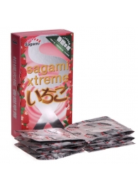 Презервативы Sagami Xtreme Strawberry c ароматом клубники - 10 шт. - Sagami - купить с доставкой в Комсомольске-на-Амуре