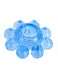 Голубая гелевая насадка-цветок - Toyfa Basic - в Комсомольске-на-Амуре купить с доставкой Голубая гелевая насадка-цветок - Toyfa Basic - в Комсомольске-на-Амуре купить с доставкой