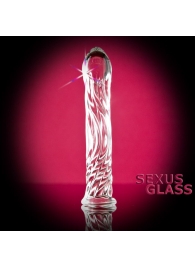 Стеклянный фаллоимитатор  Волна  - 17 см. - Sexus купить с доставкой в интернет-магазине Orgasmix в Комсомольске-на-Амуре Стеклянный фаллоимитатор  Волна  - 17 см. - Sexus