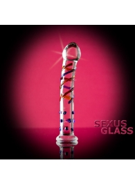 Стеклянный фаллос с различным рельефом - 19,5 см. - Sexus купить с доставкой в интернет-магазине Orgasmix в Комсомольске-на-Амуре Стеклянный фаллос с различным рельефом - 19,5 см. - Sexus