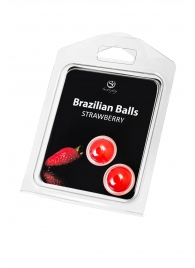 Набор из 2 шариков с массажным маслом Brazilian Balls с ароматом клубники - Secret Play - купить с доставкой в Комсомольске-на-Амуре