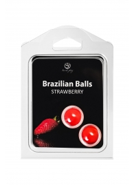 Набор из 2 шариков с массажным маслом Brazilian Balls с ароматом клубники - Secret Play - купить с доставкой в Комсомольске-на-Амуре