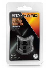 Черное эрекционное кольцо на мошонку Beef Ball Stretcher Snug X Long - Blush Novelties - в Комсомольске-на-Амуре купить с доставкой