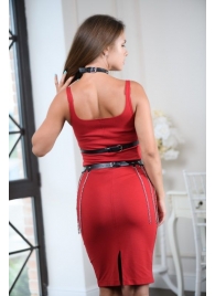 Черно-серебристая портупея-юбка plus size с цепочками - БДСМ Арсенал - купить с доставкой в Комсомольске-на-Амуре