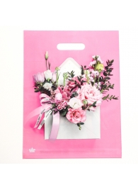 Розовый пакет с цветочным принтом и вырубной ручкой (40х31 см) - Сима-Ленд - купить с доставкой в Комсомольске-на-Амуре