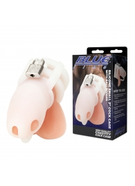 Белая клетка для пениса Silicone Small 2 in Cock Cage With Ball Divider - BlueLine - купить с доставкой в Комсомольске-на-Амуре