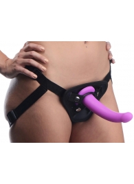 Лиловый поясной страпон Navigator Silicone G-Spot Dildo with Harness - 17,8 см. - XR Brands - купить с доставкой в Комсомольске-на-Амуре