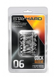 Прозрачная насадка с объёмными чёрточками STAY HARD COCK SLEEVE 06 CLEAR - Blush Novelties - в Комсомольске-на-Амуре купить с доставкой