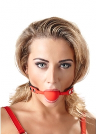 Силиконовый кляп-шар на чёрных ремешках Red Gag silicone - Orion - купить с доставкой в Комсомольске-на-Амуре