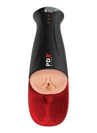 Телесный мастурбатор-вагина в черной колбе с вибрацией Fuck-O-Matic Pro XL - Pipedream - в Комсомольске-на-Амуре купить с доставкой