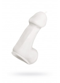 Белая свеча в форме пениса - 47 гр. - Pecado - купить с доставкой в Комсомольске-на-Амуре