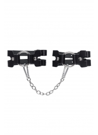 Черные кожаные оковы из двух ремешков - Pecado - купить с доставкой в Комсомольске-на-Амуре