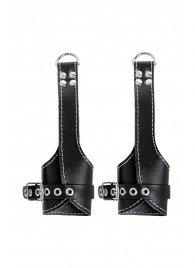 Черные подвесы с белой строчкой - Pecado - купить с доставкой в Комсомольске-на-Амуре