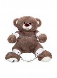 Бондажный набор: бурый мишка с белыми оковами и наручниками - Pecado - купить с доставкой в Комсомольске-на-Амуре