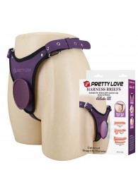 Фиолетовые трусики харнесс с платформой Caludio III - Baile - купить с доставкой в Комсомольске-на-Амуре