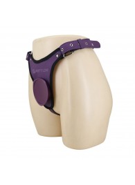 Фиолетовые трусики харнесс с платформой Caludio III - Baile - купить с доставкой в Комсомольске-на-Амуре