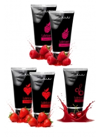 Набор из 5 съедобных лубрикантов JUJU (клубника х 2, малина х 2, вишня) - JuJu - купить с доставкой в Комсомольске-на-Амуре Набор из 5 съедобных лубрикантов JUJU (клубника х 2, малина х 2, вишня) - JuJu - купить с доставкой в Комсомольске-на-Амуре