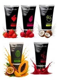 Набор из 5 съедобных лубрикантов JUJU (клубника, малина, тропические фрукты, вишня, кокос) - JuJu - купить с доставкой в Комсомольске-на-Амуре